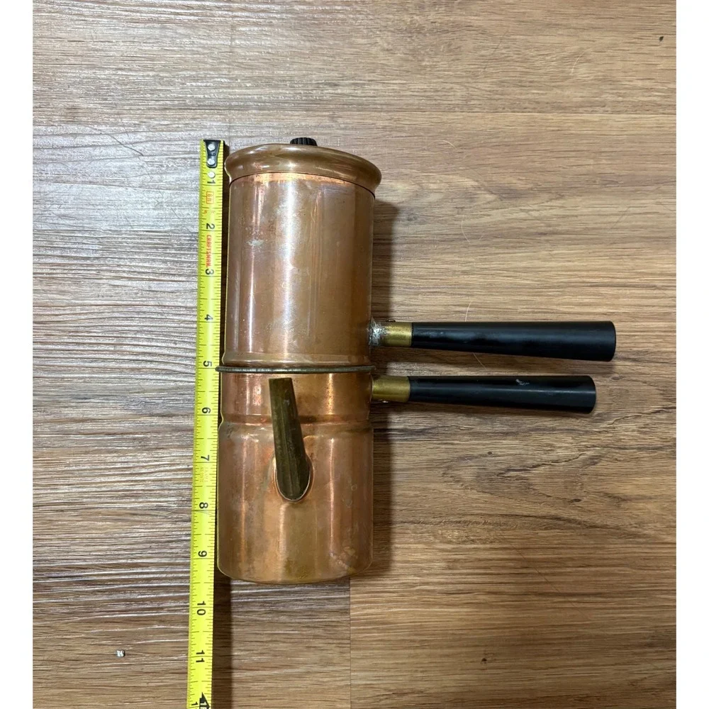 Vintage Copper Neapolitan Flip Coffee Maker Brass Spout Stovetop Espresso Pot